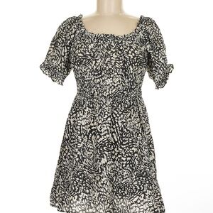 H&M Black and White Puff Sleeve Mini Sundress